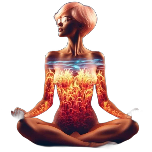 concept art, fire, woman, pink transparent PNG cut-out