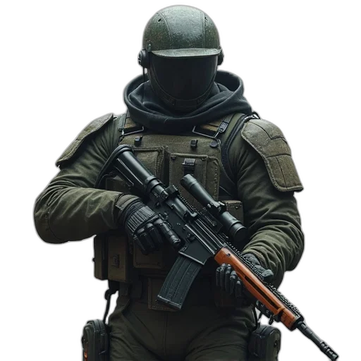 weapon, staff, mask, jacket transparent PNG cut-out