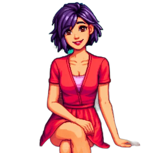 dress, staff, jewelry, pixel art transparent PNG cut-out