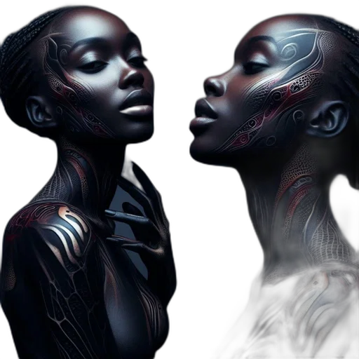 jewelry, face, concept art, photorealistic transparent PNG cut-out
