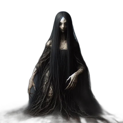 dress, creature, hair, mask transparent PNG cut-out