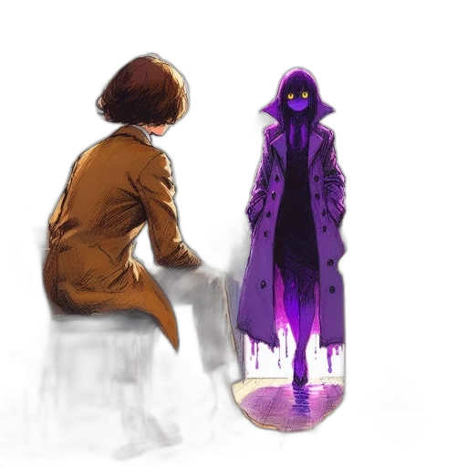 jacket, creature, robot, staff transparent PNG cut-out