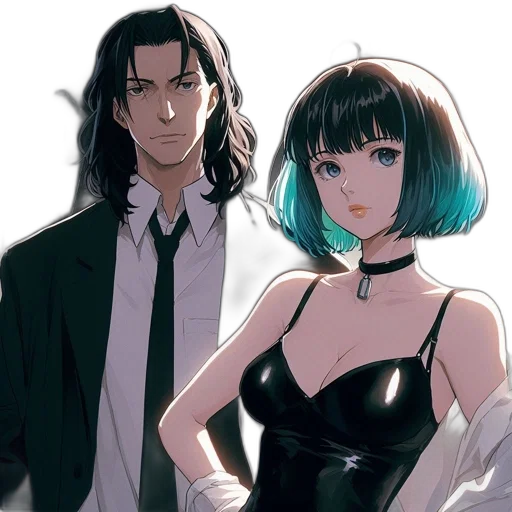 dress, anime, concept art, cyberpunk transparent PNG cut-out