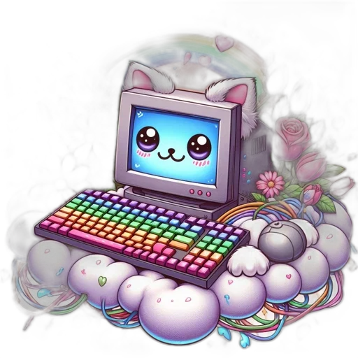 robot, creature, pixel art, vaporwave transparent PNG cut-out