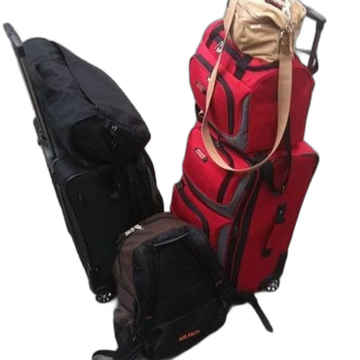 collection, luggage, including, black transparent PNG cut-out