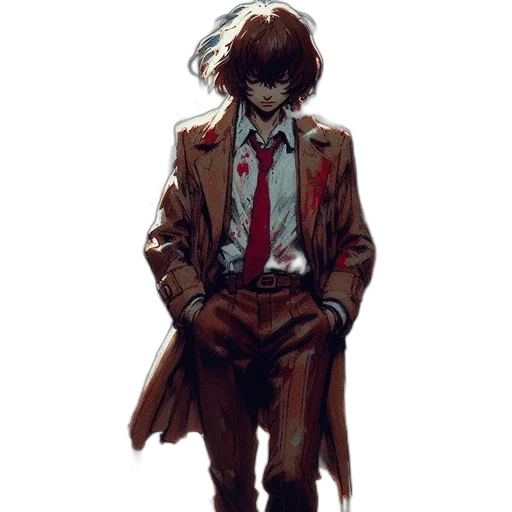 jacket, mask, staff, creature transparent PNG cut-out