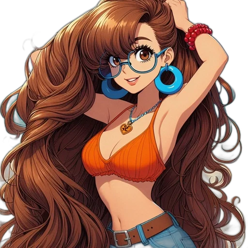 hair, jewelry, dress, staff transparent PNG cut-out