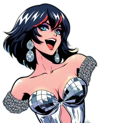 dress, jewelry, comic book art, cartoon transparent PNG cut-out