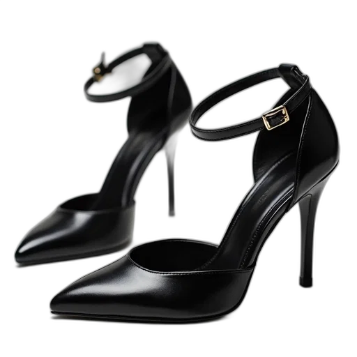 shoes, pair, black, high-heeled transparent PNG cut-out