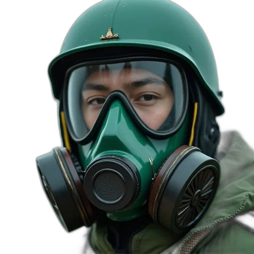 mask, jacket, face, green transparent PNG cut-out