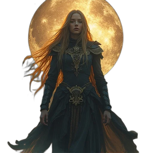 dress, staff, dragon, fantasy art transparent PNG cut-out
