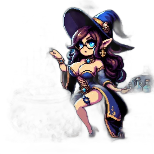 staff, hat, pixel art, fantasy art transparent PNG cut-out