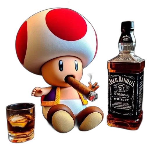 bottle, hat, 3d render, pixel art transparent PNG cut-out