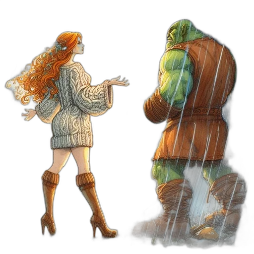 concept art, comic book art, fantasy art, watercolor transparent PNG cut-out
