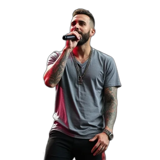 man, microphone, performing, stage transparent PNG cut-out