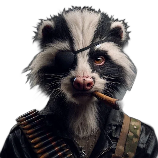 animal, jacket, staff, weapon transparent PNG cut-out