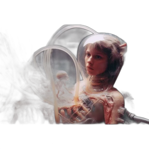 mask, hair, robot, dress transparent PNG cut-out