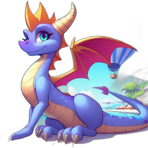 dragon, staff, creature, fantasy art transparent PNG cut-out