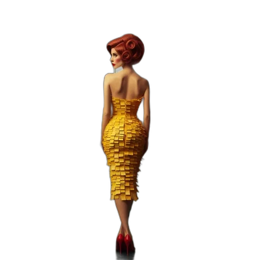 dress, hair, pixel art, 3d render transparent PNG cut-out