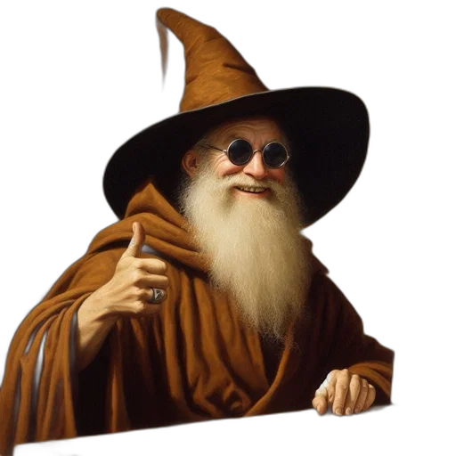 hat, staff, face, fantasy art transparent PNG cut-out