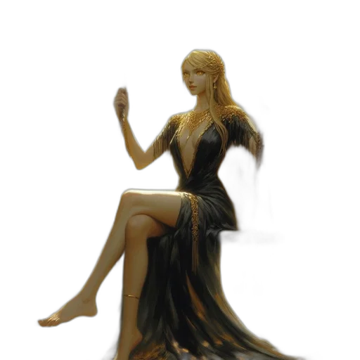 dress, staff, jewelry, 3d render transparent PNG cut-out