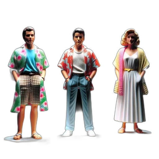 3d render, concept art, vaporwave, three transparent PNG cut-out