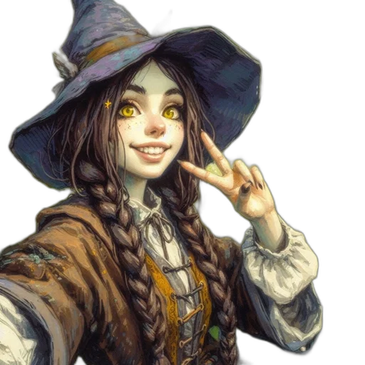 staff, hat, face, fantasy art transparent PNG cut-out