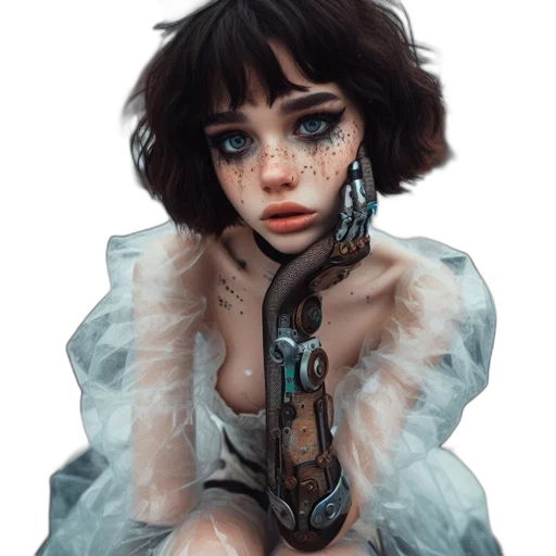 dress, jewelry, robot, face transparent PNG cut-out