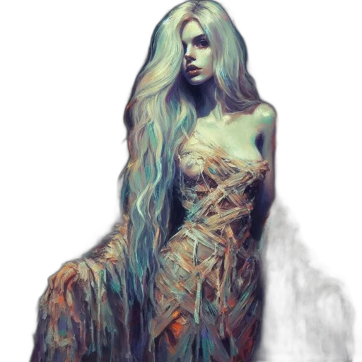 dress, hair, creature, face transparent PNG cut-out