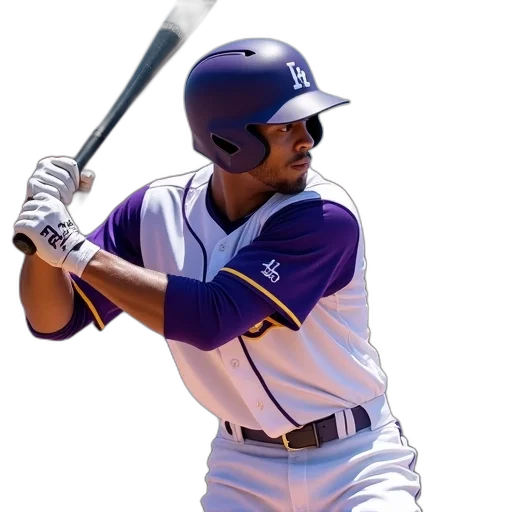 baseball, player, purple, white transparent PNG cut-out
