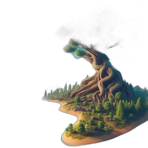 tree, dragon, crown, sword transparent PNG cut-out