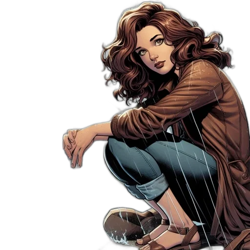 comic book art, concept art, earth tones, woman transparent PNG cut-out