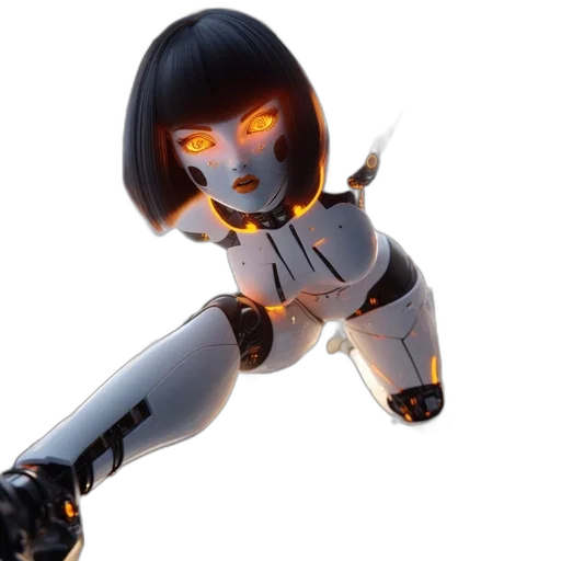 robot, weapon, staff, 3d render transparent PNG cut-out