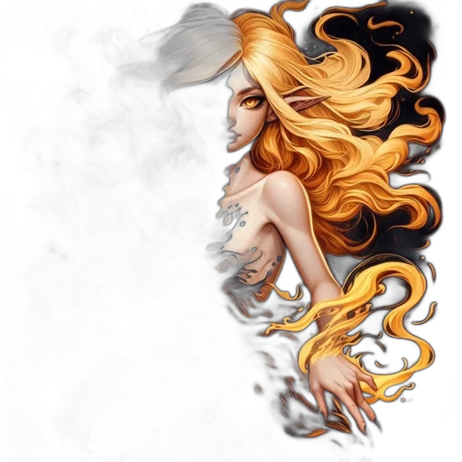 hair, dragon, mask, staff transparent PNG cut-out