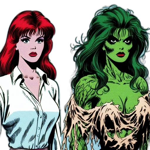 comic book art, concept art, green, two transparent PNG cut-out