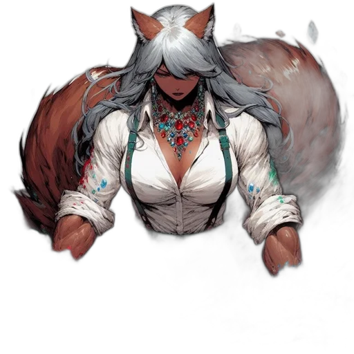 dress, staff, animal, fantasy art transparent PNG cut-out