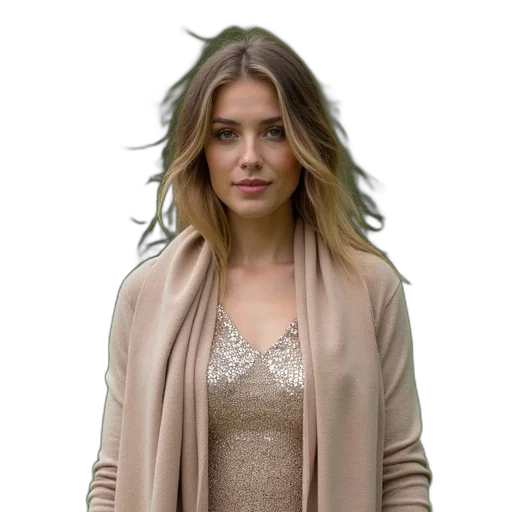 jacket, dress, jewelry, staff transparent PNG cut-out