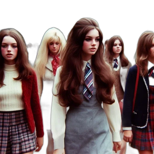 group, young, women, 1960s transparent PNG cut-out