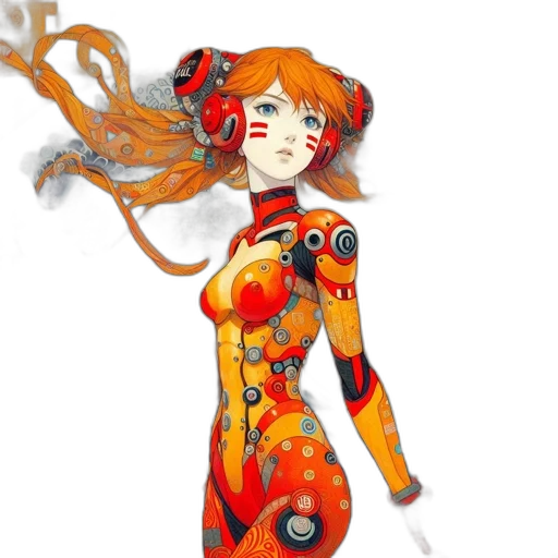 dress, robot, staff, concept art transparent PNG cut-out