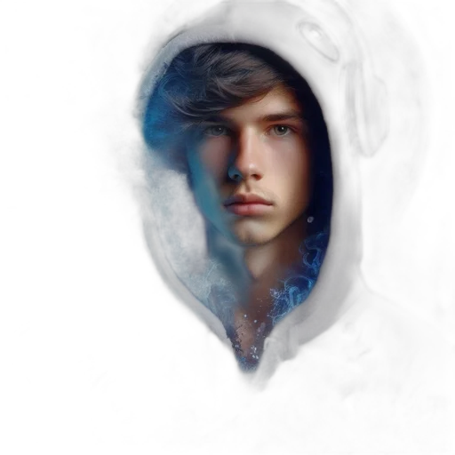 face, creature, jacket, photorealistic transparent PNG cut-out