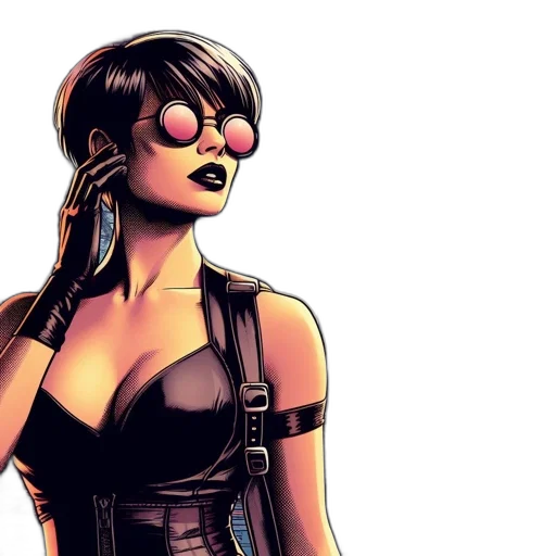 comic book art, concept art, cyberpunk, cartoon transparent PNG cut-out