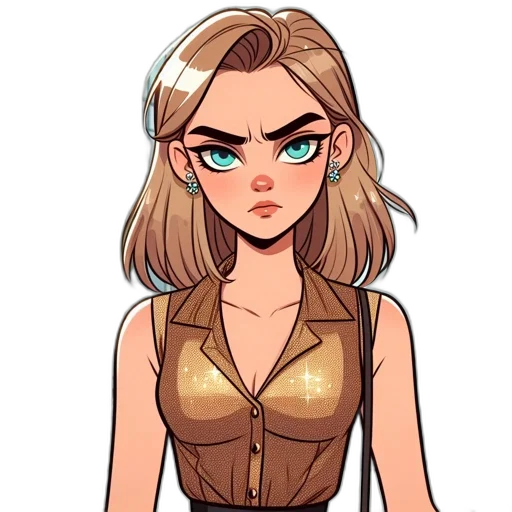 dress, jacket, hair, staff transparent PNG cut-out