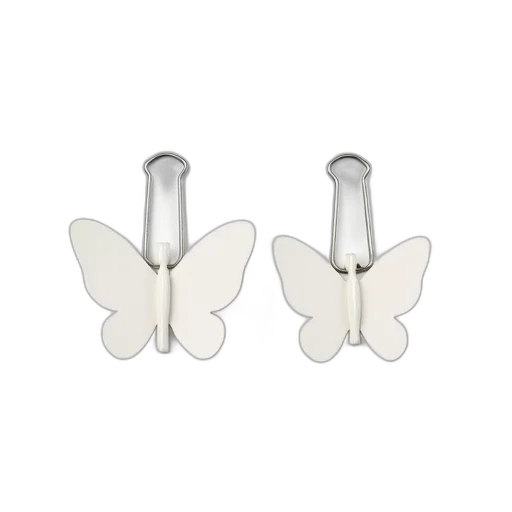 jewelry, two, white, butterfly-shaped transparent PNG cut-out