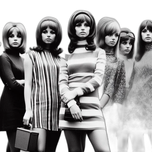 six, women, 1960s, 1970s transparent PNG cut-out