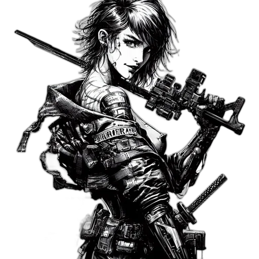weapon, sword, robot, cyberpunk transparent PNG cut-out