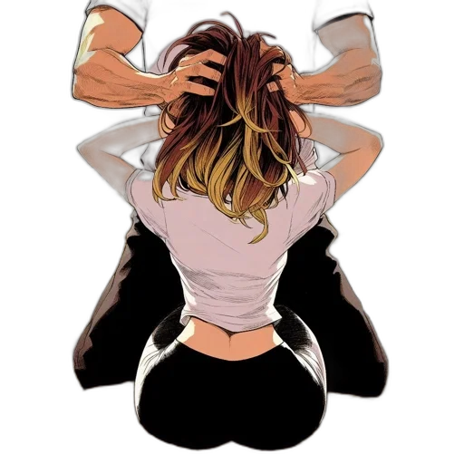 hair, jacket, staff, comic book art transparent PNG cut-out