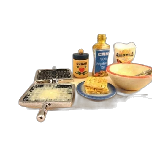 food, miniature, waffle-making, scene transparent PNG cut-out