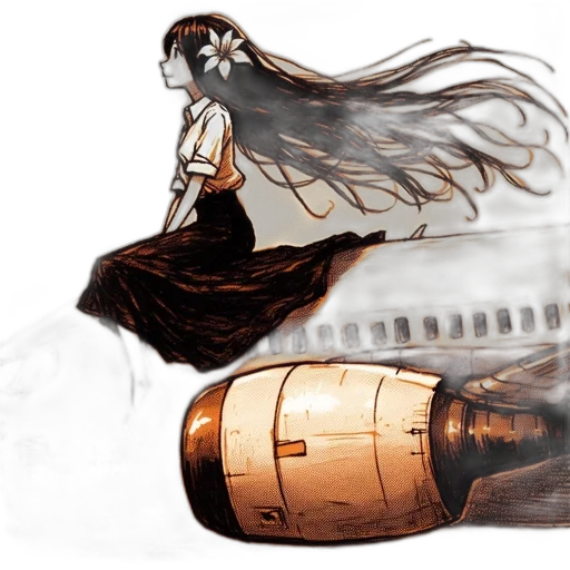 weapon, bottle, hair, concept art transparent PNG cut-out