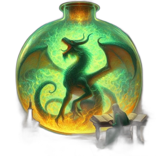 dragon, bottle, creature, fantasy art transparent PNG cut-out