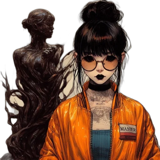 jacket, hair, creature, comic book art transparent PNG cut-out